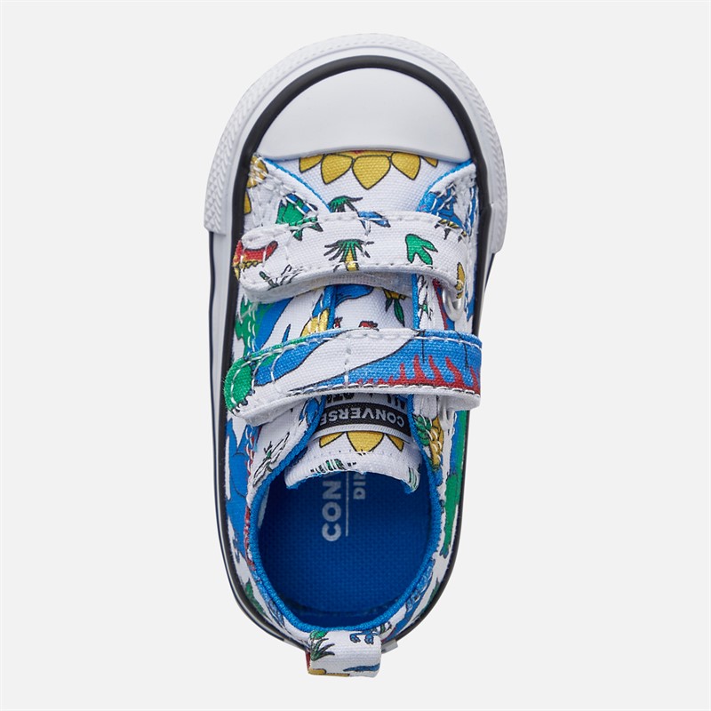 Converse Infant Chuck Taylor All Star Dino Party Easy On Trainers White/Totally Blue/Enamel Red