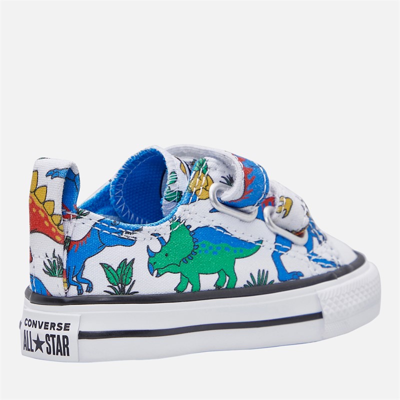 Converse Infant Chuck Taylor All Star Dino Party Easy On Trainers White/Totally Blue/Enamel Red