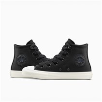 Converse Kids Chuck Taylor All Star Hi Leather Trainers Black/Cold Stare/Egret