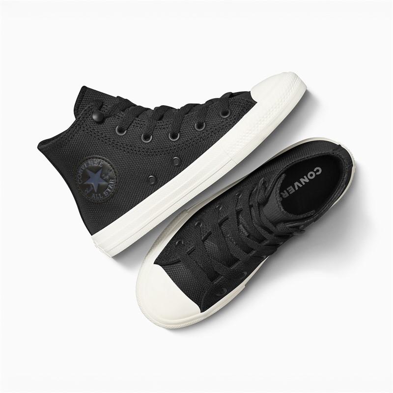 Converse Kids Chuck Taylor All Star Hi Leather Trainers Black/Cold Stare/Egret