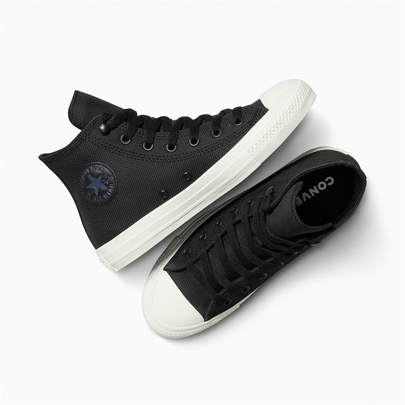 Converse Junior Chuck Taylor All Star Hi Leather Trainers Black/Cold Stare/Egret