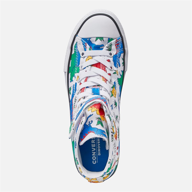 Converse Kids Chuck Taylor All Star Hi Dino Party Easy-On Trainers White/Totally Blue/Enamel Red