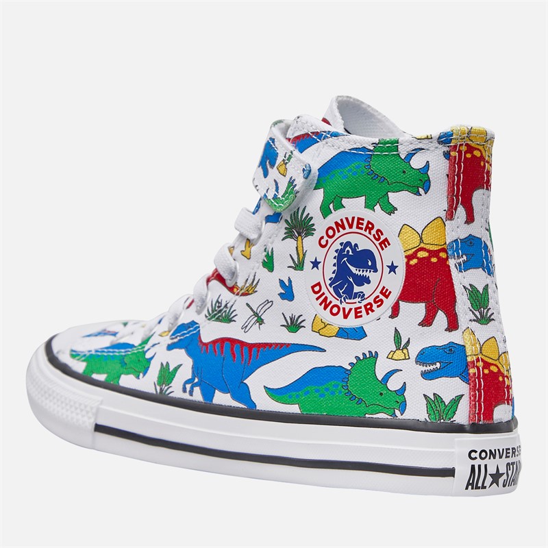 Converse Kids Chuck Taylor All Star Hi Dino Party Easy-On Trainers White/Totally Blue/Enamel Red