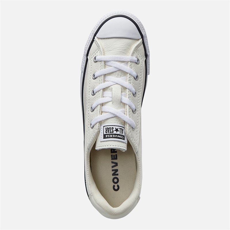 Converse Womens Chuck Taylor All Star Dainty Lucky Leather Trainers Egret/Black/White