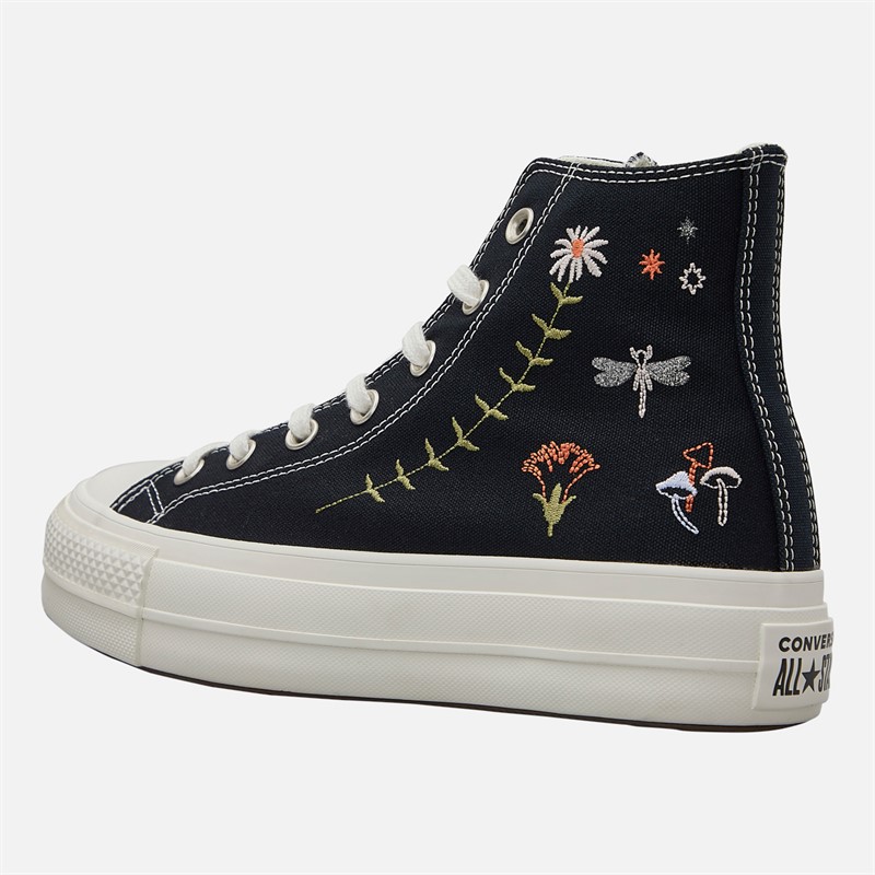 Converse Womens Chuck Taylor All Star Hi Lift Platform Enchanted Garden Trainers Black/Black/Egret