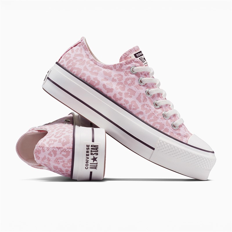 Converse Womens Chuck Taylor All Star Lift Platform Leopard Trainers Sugar Berry/Vintage White