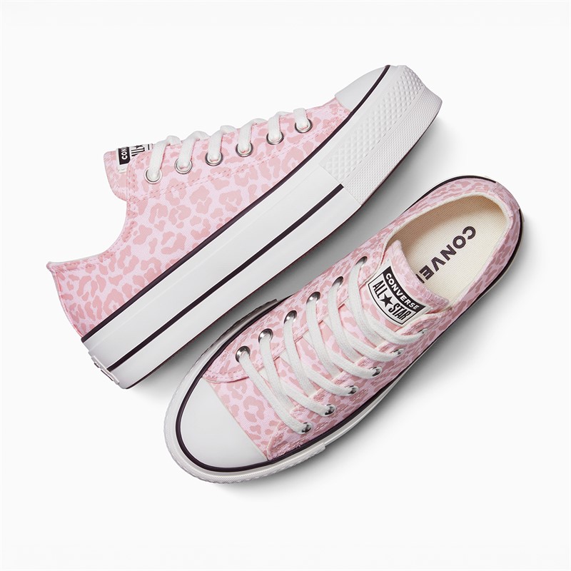 Converse Womens Chuck Taylor All Star Lift Platform Leopard Trainers Sugar Berry/Vintage White