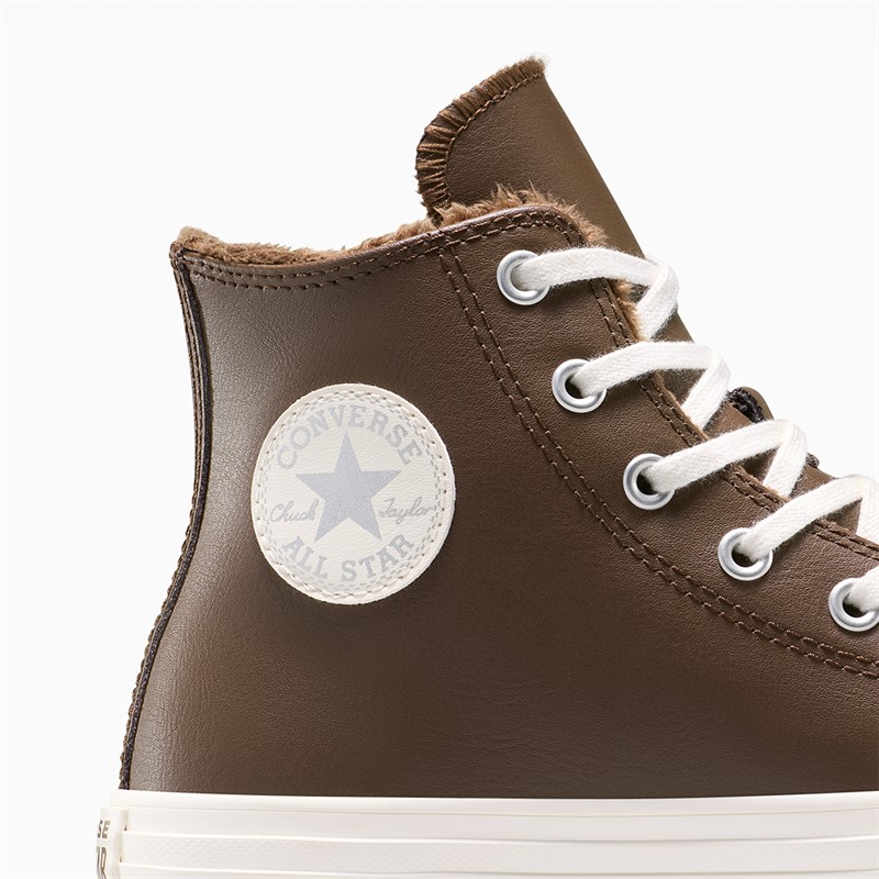 Converse Junior Chuck Taylor All Star Lift Platform Leather Trainers Grounded/Egret/Grounded
