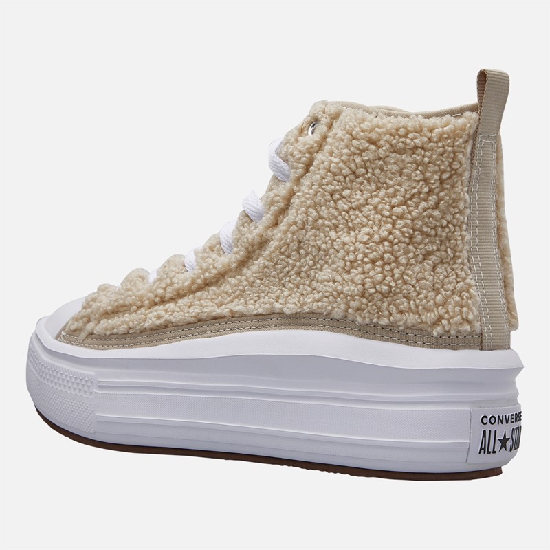 Converse Kids Chuck Taylor All Star Move Platform Sherpa Trainers Beach Stone/White/Black