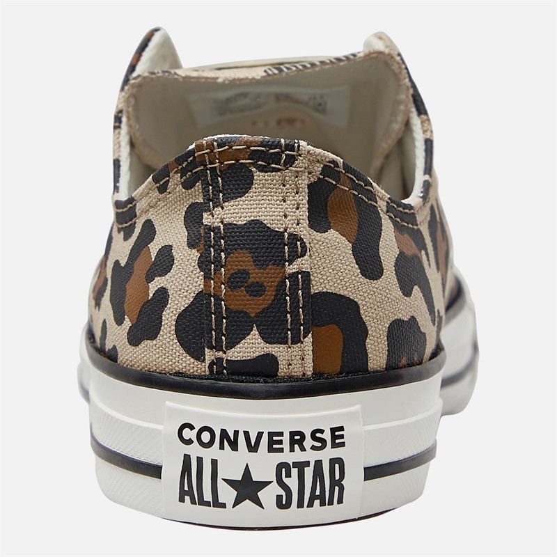 Converse Junior Chuck Taylor All Star Canvas Leopard Trainers Warm Quarry/Vintage White