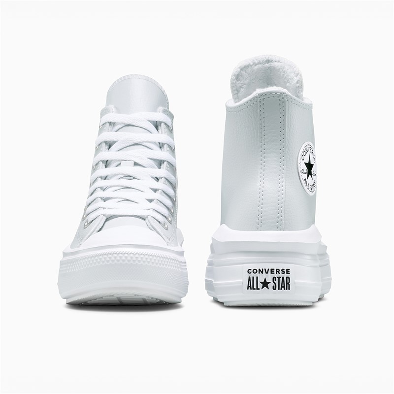 Converse Junior Chuck Taylor All Star Move Platform Fuzzy Lining Trainers Just Chill/White/Just Chill