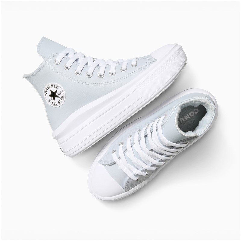Converse Junior Chuck Taylor All Star Move Platform Fuzzy Lining Trainers Just Chill/White/Just Chill