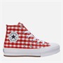 Converse Kids Chuck Taylor All Star Hi EVA Lift Platform Checkered Trainers Vintage White/Red/White