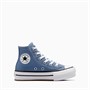 Converse Kids Chuck Taylor All Star Hi Eva Lift Platform Trainers Lakeside Blue/White/Black