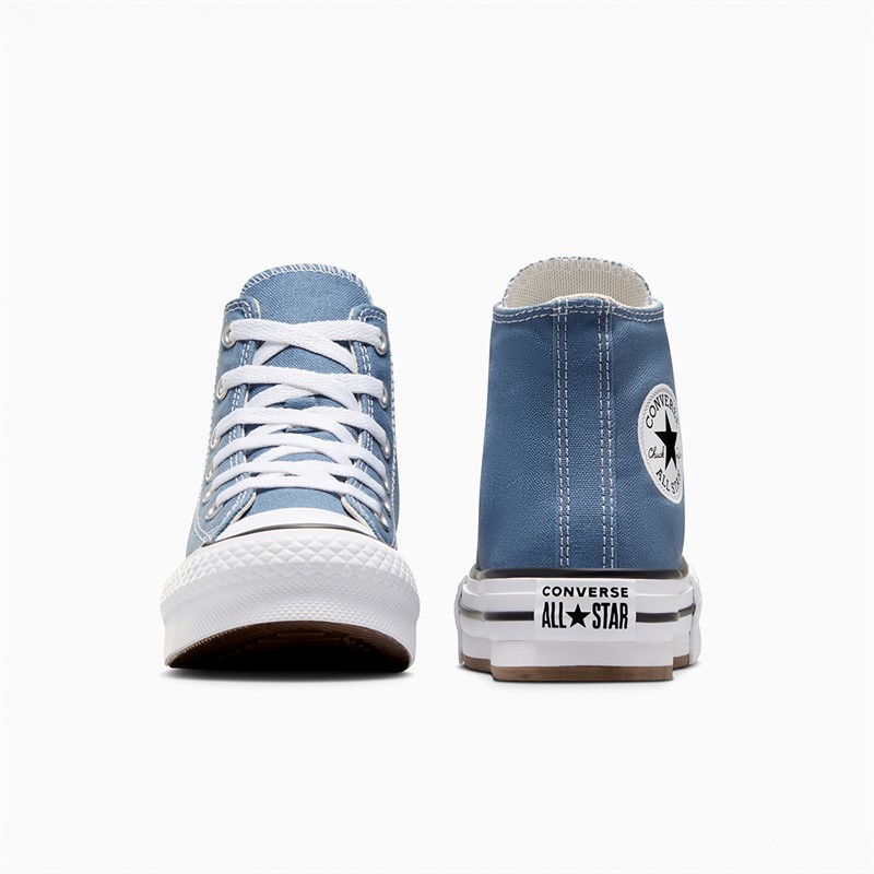 Converse Kids Chuck Taylor All Star Hi Eva Lift Platform Trainers Lakeside Blue/White/Black