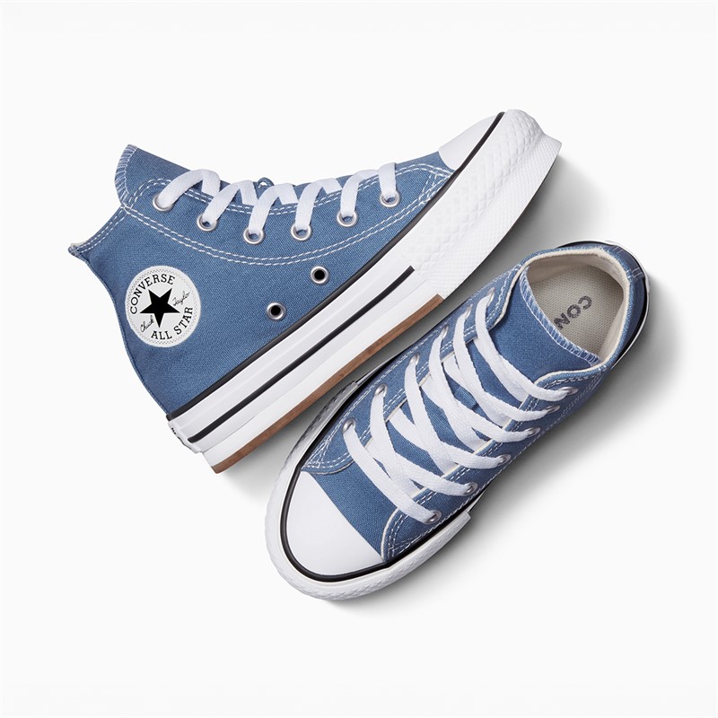 Converse Kids Chuck Taylor All Star Hi Eva Lift Platform Trainers Lakeside Blue/White/Black