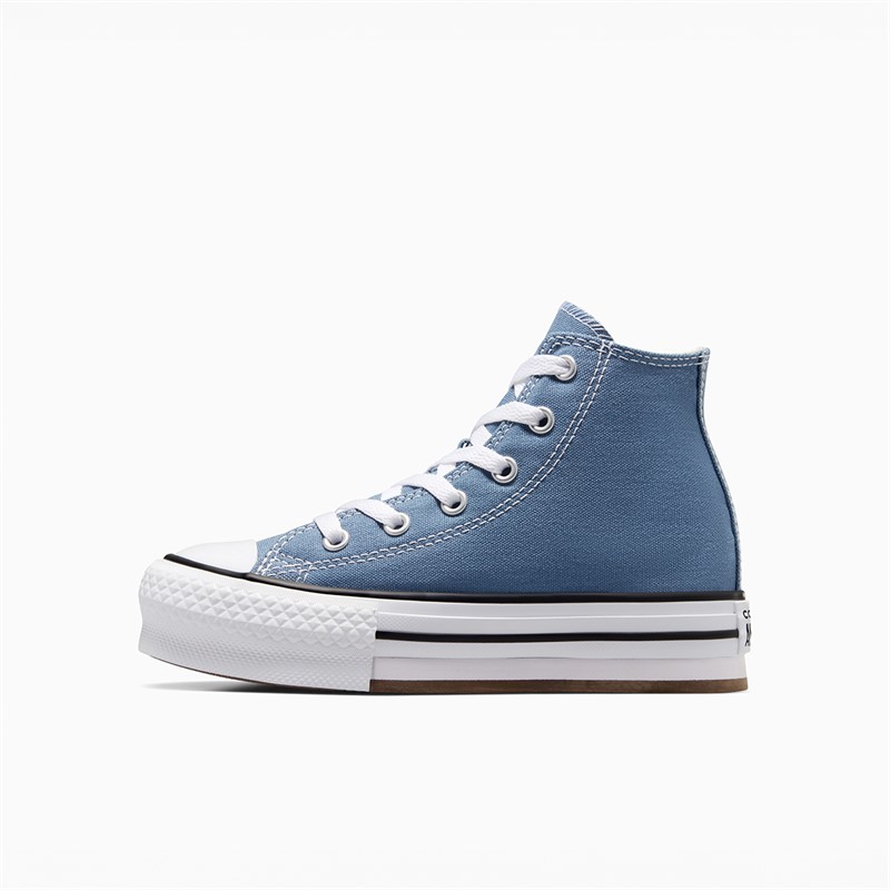 Converse Kids Chuck Taylor All Star Hi Eva Lift Platform Trainers Lakeside Blue/White/Black