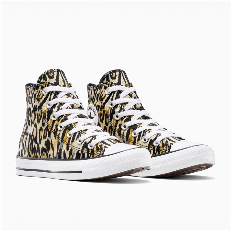 Converse Chuck Taylor All Star Hi Leopard Trainers Black/White/Brown