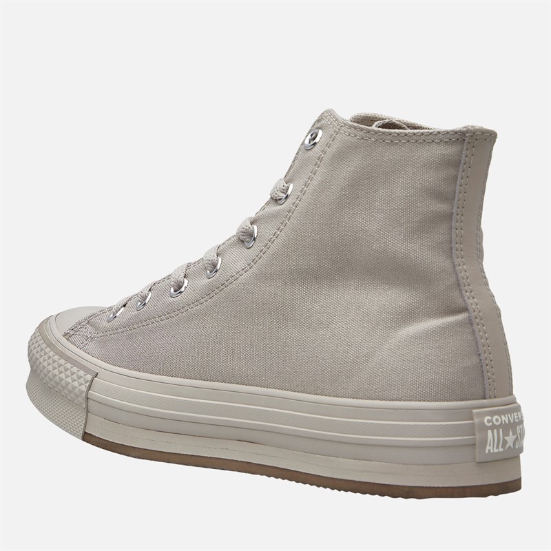 Converse Junior Chuck Taylor All Star Hi EVA Lift Platform Monochrome Trainers Papyrus/Papyrus/Papyrus