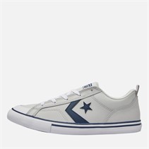 Converse Junior Pro Blaze Strap Leather Trainers Barely Grey/Navy/White