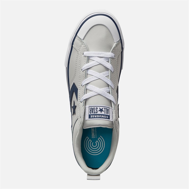 Converse Junior Pro Blaze Strap Leather Trainers Barely Grey/Navy/White