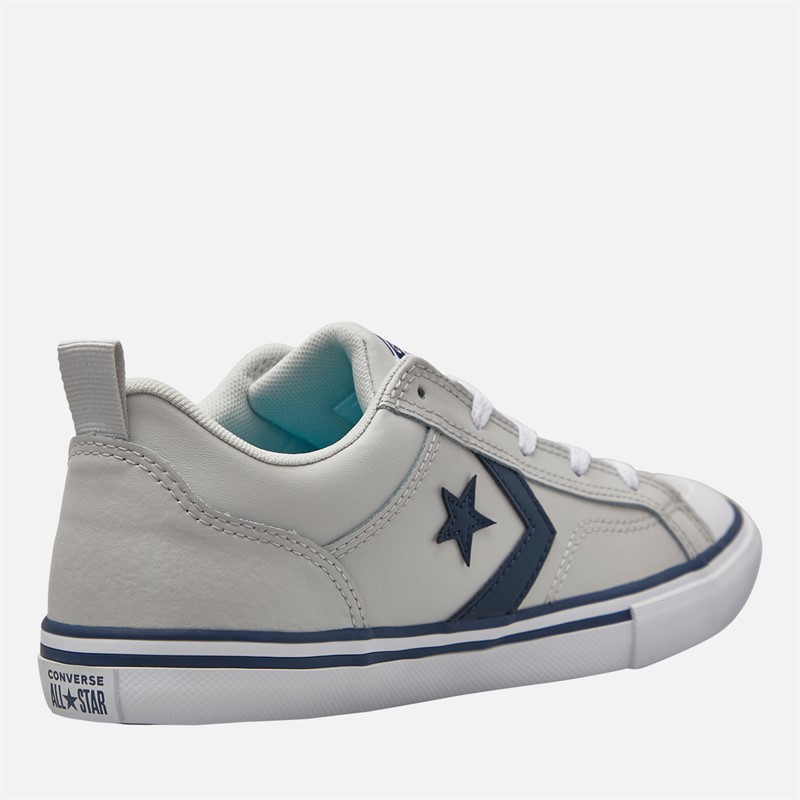 Converse Junior Pro Blaze Strap Leather Trainers Barely Grey/Navy/White