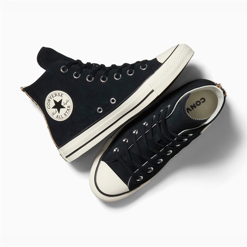 Converse Womens Chuck Taylor All Star Hi Leopard Suede Trainers Black/Sand Dune/Egret
