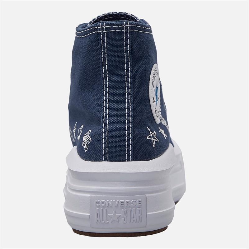 Converse Kids Chuck Taylor All Star Move Platform Doodle Stars Trainers Navy/Navy/White