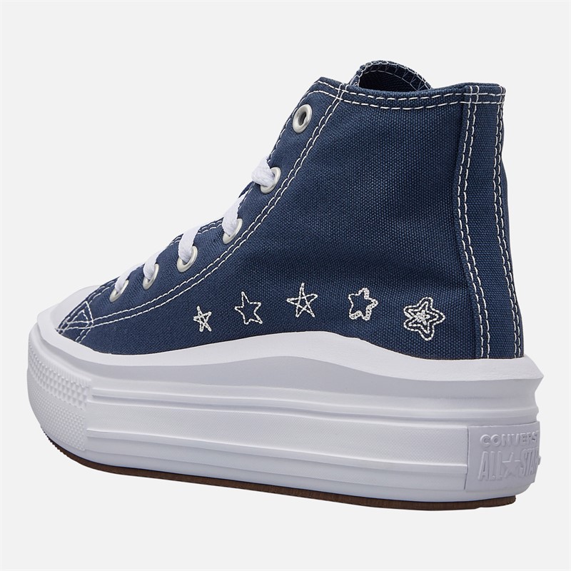 Converse Kids Chuck Taylor All Star Move Platform Doodle Stars Trainers Navy/Navy/White