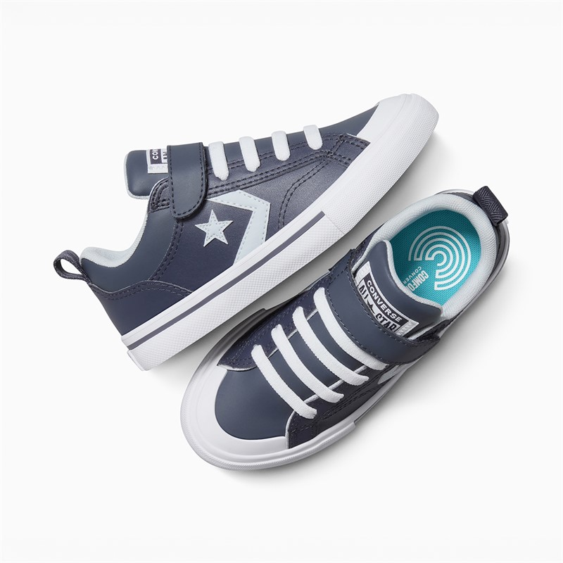 Converse Kids Pro Blaze Strap Easy On Trainers Cold Stare/Just Chill/White