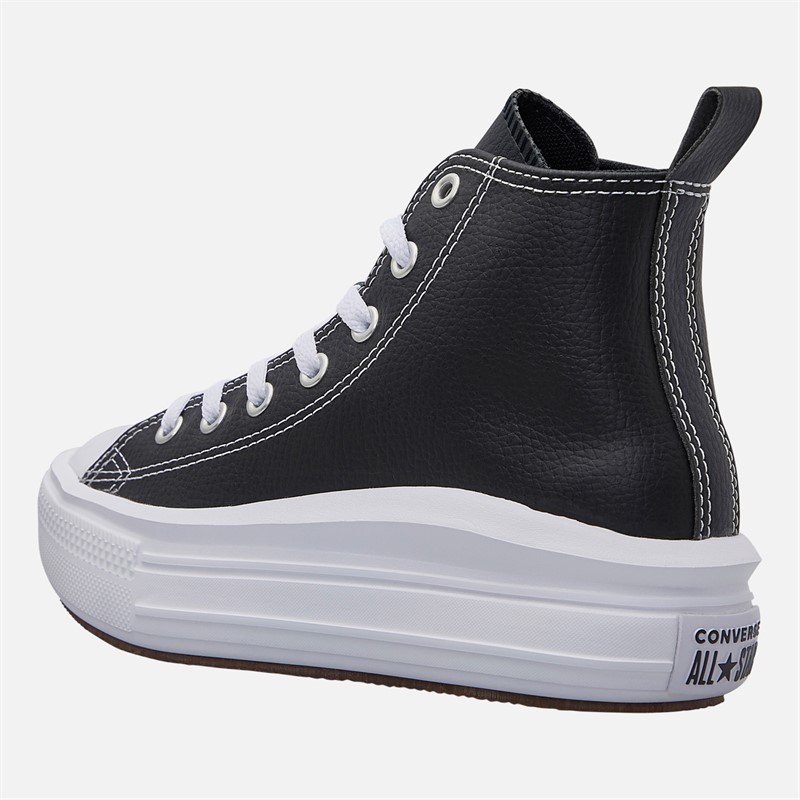 Converse Kids Chuck Taylor All Star Move Platform Leather Trainers Black/Black/White