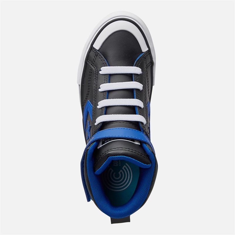 Converse Kids Pro Blaze Strap Leather Easy On Trainers Black/Blue/White