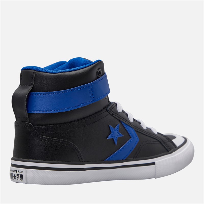 Converse Kids Pro Blaze Strap Leather Easy On Trainers Black/Blue/White
