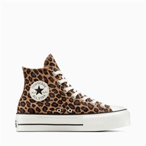 Converse Womens Chuck Taylor All Star Hi Lift Platform Leopard Suede Trainers Incensed/Black/Egret