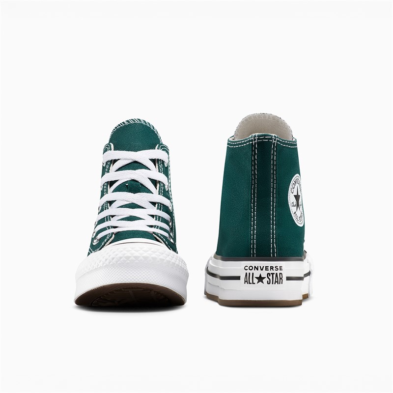 Converse Kids Chuck Taylor All Star Hi Eva Lift Platform Trainers Darkly Jaded/White