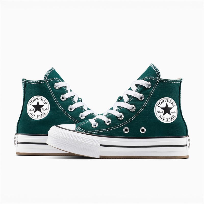 Converse Kids Chuck Taylor All Star Hi Eva Lift Platform Trainers Darkly Jaded/White