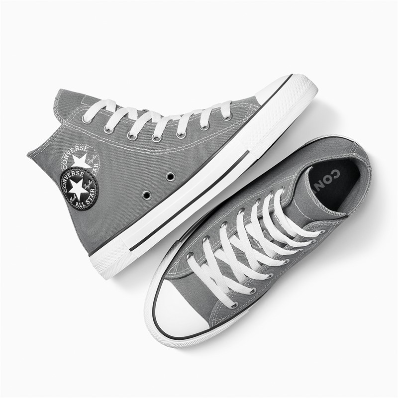 Converse Junior Chuck Taylor All Star Hi Double Logo Trainers Sharkskin/White/Black