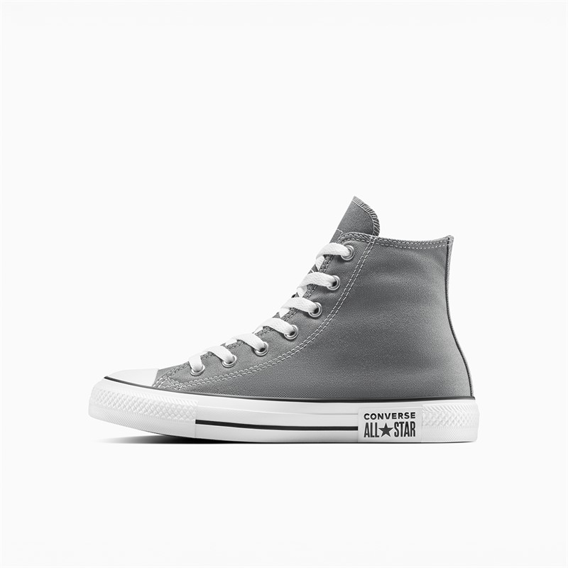 Converse Junior Chuck Taylor All Star Hi Double Logo Trainers Sharkskin/White/Black