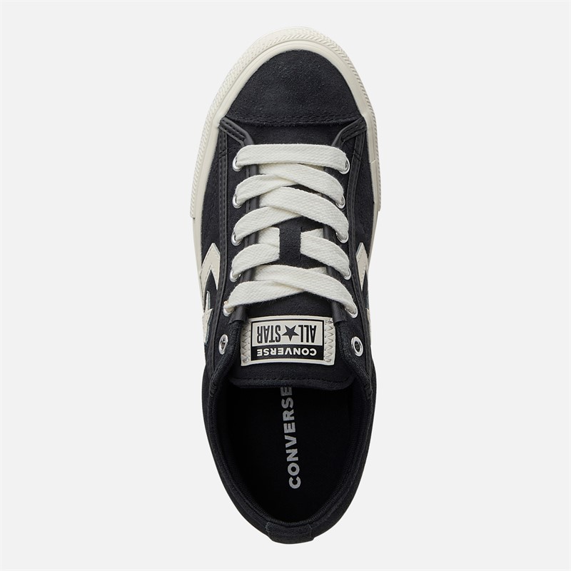 Converse Junior Star Player 76 Suede Trainers Black/Egret/White