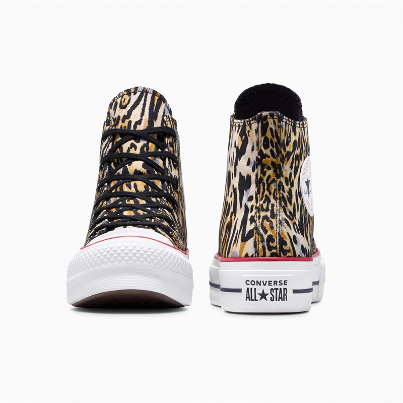 Converse Chuck Taylor All Star Hi Lift Platform Leopard sneakersy dla niej kolor czarno-biały/Czerwony