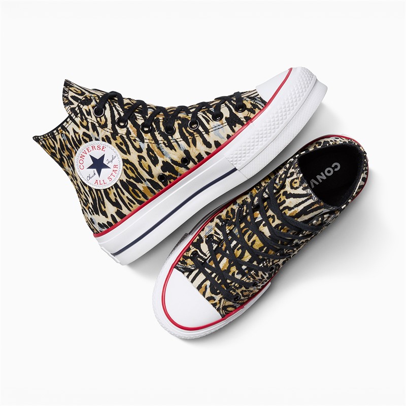 Converse Chuck Taylor All Star Hi Lift Platform Leopard sneakersy dla niej kolor czarno-biały/Czerwony