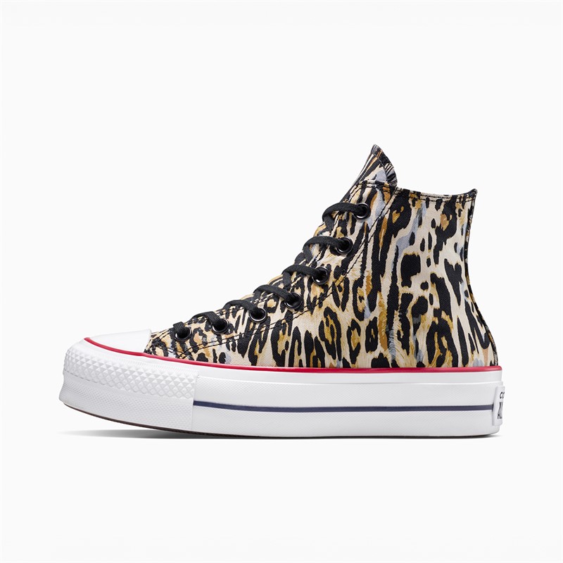 Converse Chuck Taylor All Star Hi Lift Platform Leopard sneakersy dla niej kolor czarno-biały/Czerwony