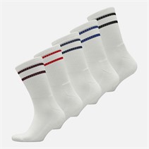 Converse Mens Varsity Stripe Logo Five Pack Crew Socks Egret