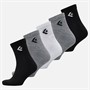 Converse Mens Chevron Logo Five Pack Quarter Socks Grey Heather