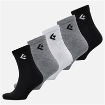 Converse Mens Chevron Logo Five Pack Quarter Socks Grey Heather