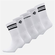 Converse Mens Mixed Logo Five Pack Crew Socks White