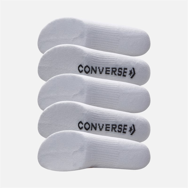 Converse Mens Mixed Logo Five Pack Crew Socks White