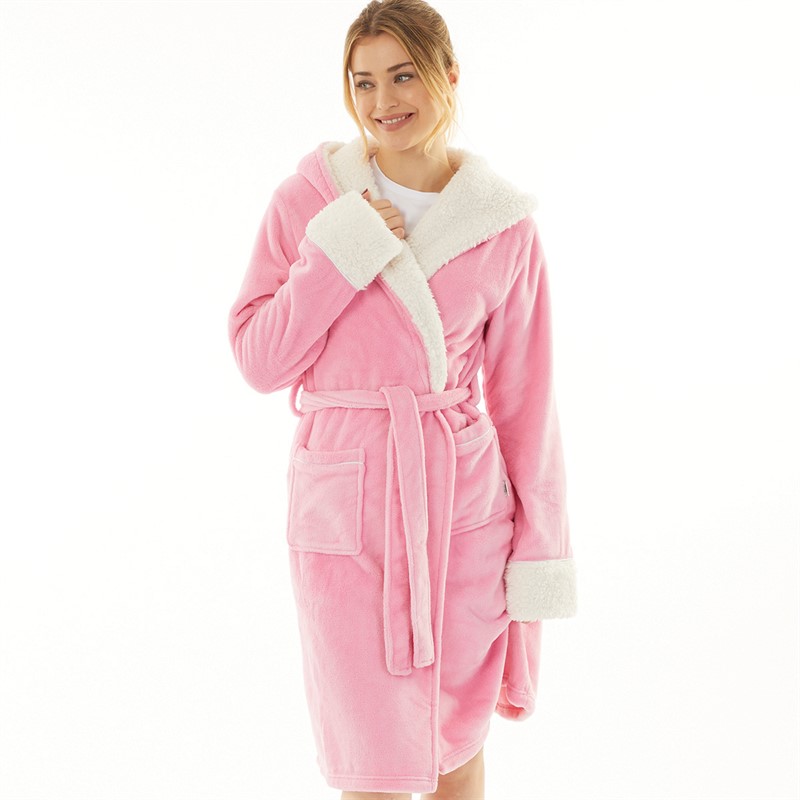 Chelsea Peers Womens Fluffy Dressing Gown Pink