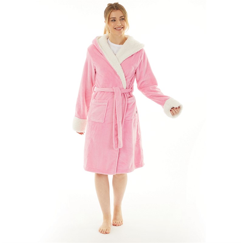 Chelsea Peers Womens Fluffy Dressing Gown Pink