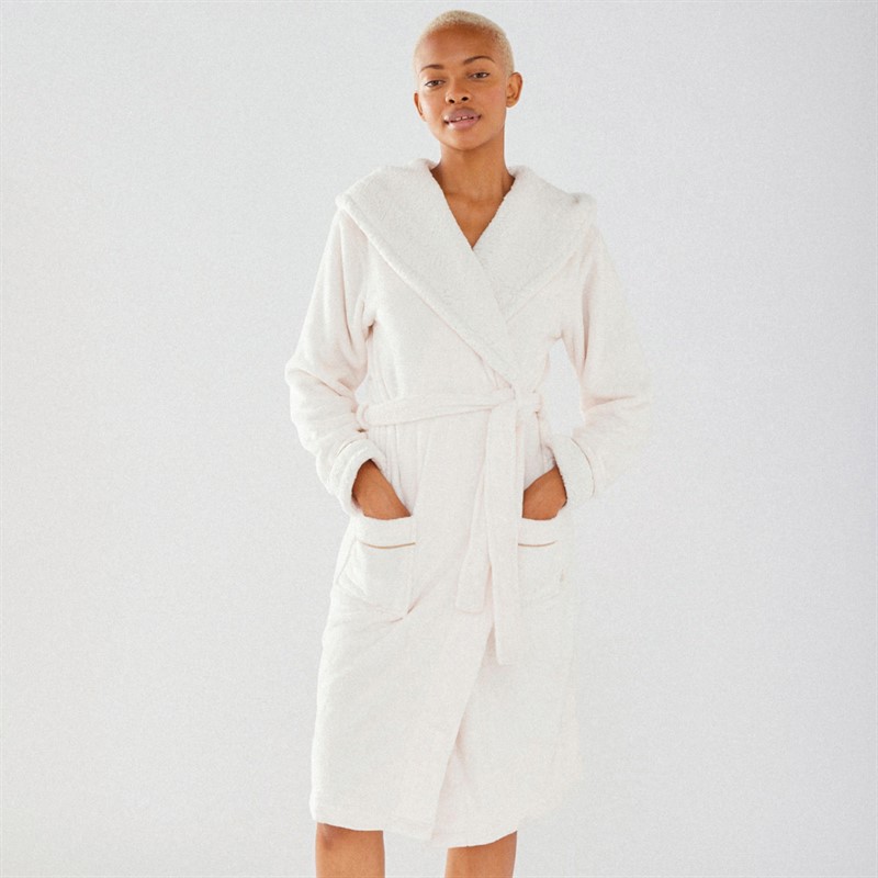 Chelsea Peers Womens Fluffy Dressing Gown White